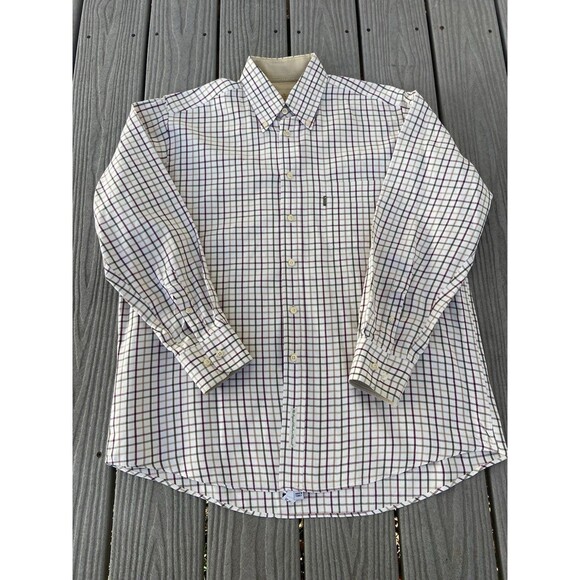 BARBOUR Mens Bank Tattersalls Regular Shirt M Plaid Beige Country Hipster - Picture 2 of 16